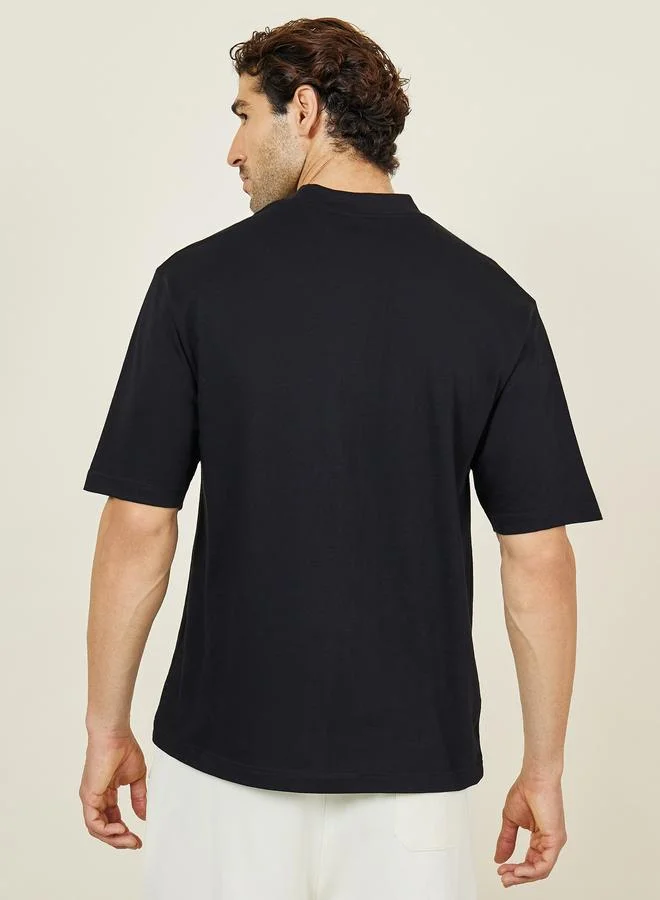 Styli Men Oversized Mock Neck T-Shirt